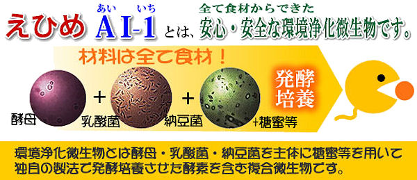 えひめＡＩ-１・Ｋ　製品特徴１　［消臭、油分解、食材由来、話題商品、水質改善、汚泥対策］